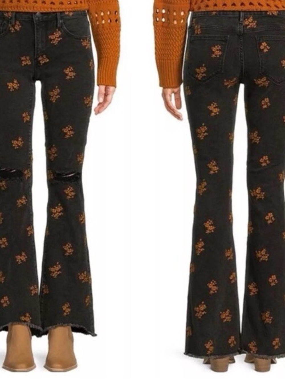 Driftwood Eva Black Floral Bootcut Denim in 29